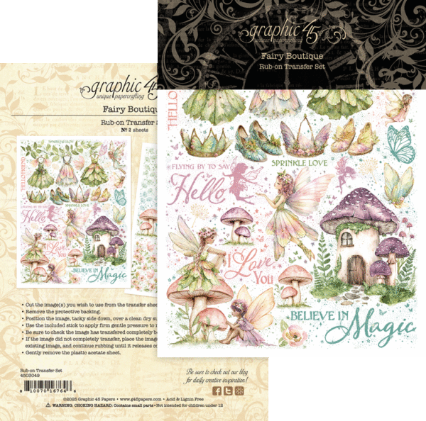 Graphic 45 Fairy Boutique Rub-On Transfer Set